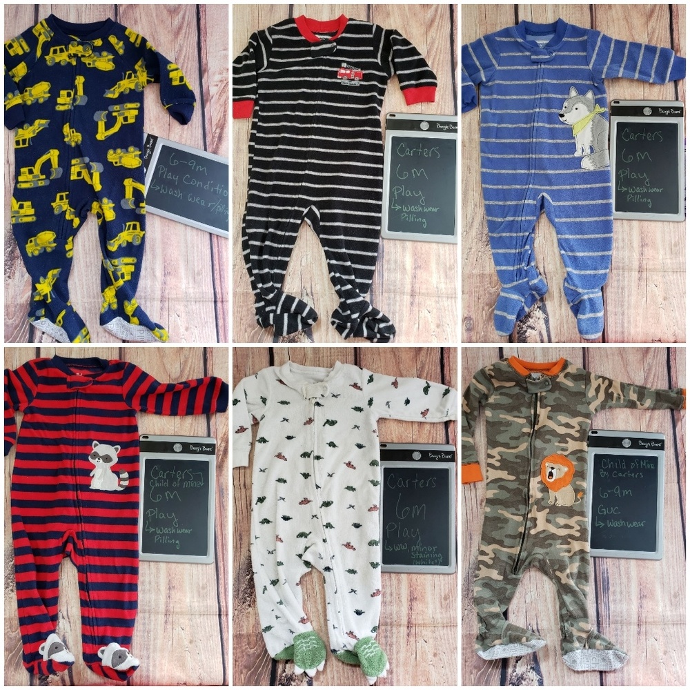 Six 6m footed pajamas